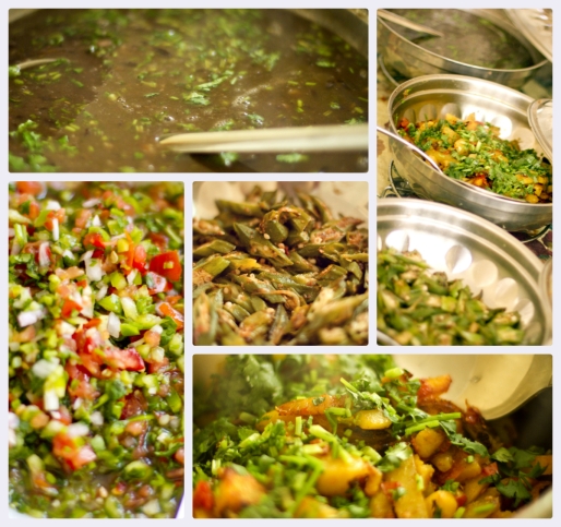 food okra nepali spicy lentil soup aludam salsa thali